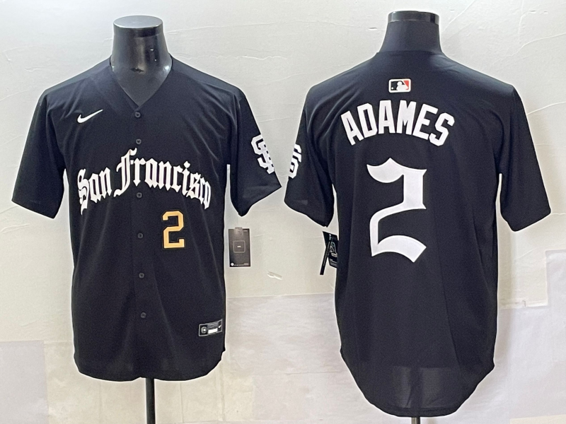 Men 2025 San Francisco Giants 2 Adames Black Five generations Joint Name Nike MLB Jersey 10